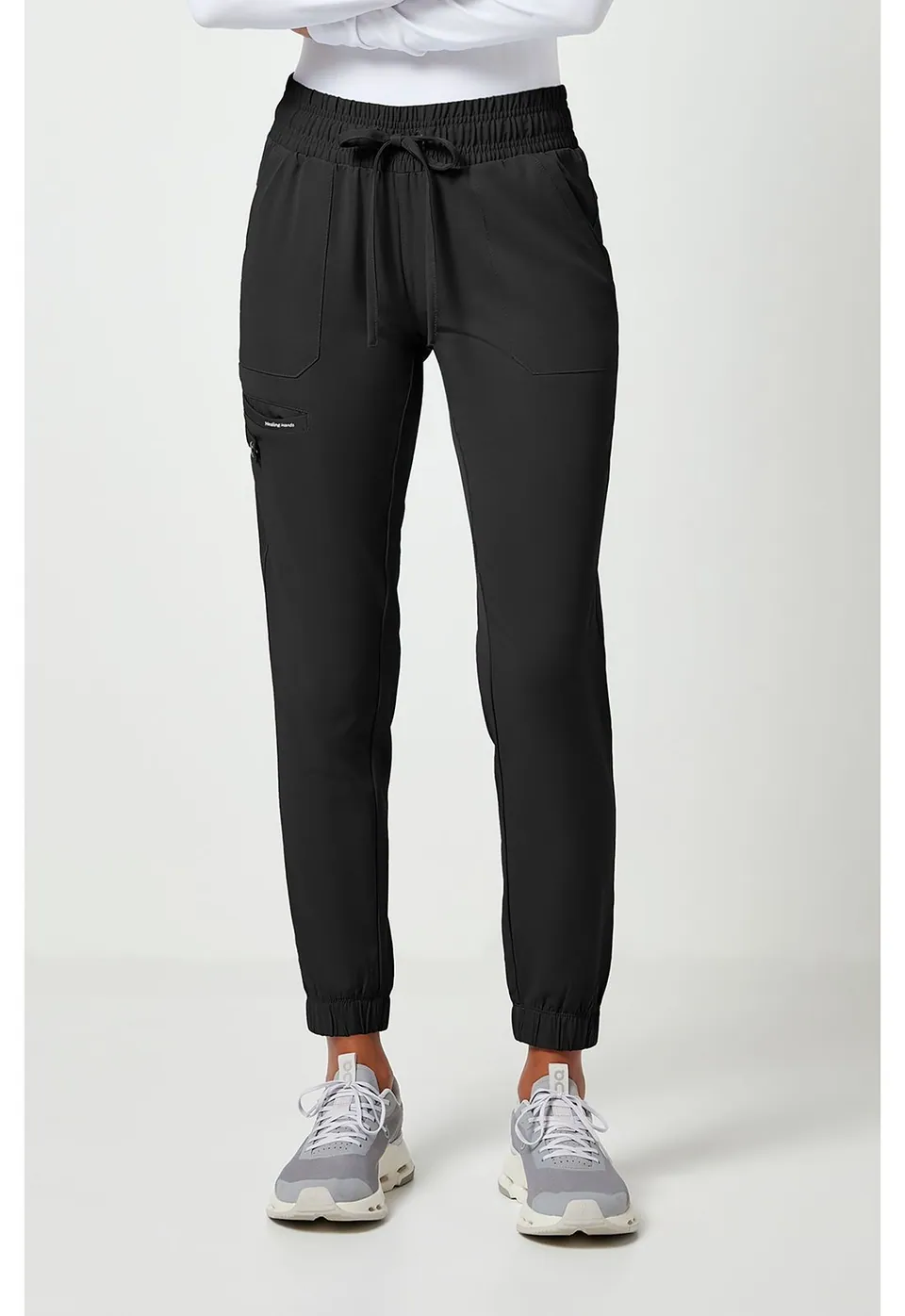 Healing Hands HH Works Renee 9575 women’s jogger scrub pants in Black.