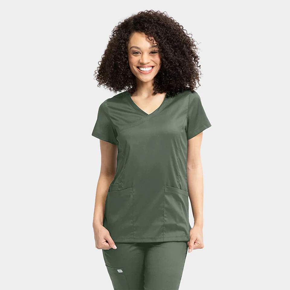 Women's Mock-Wrap Top in Olive