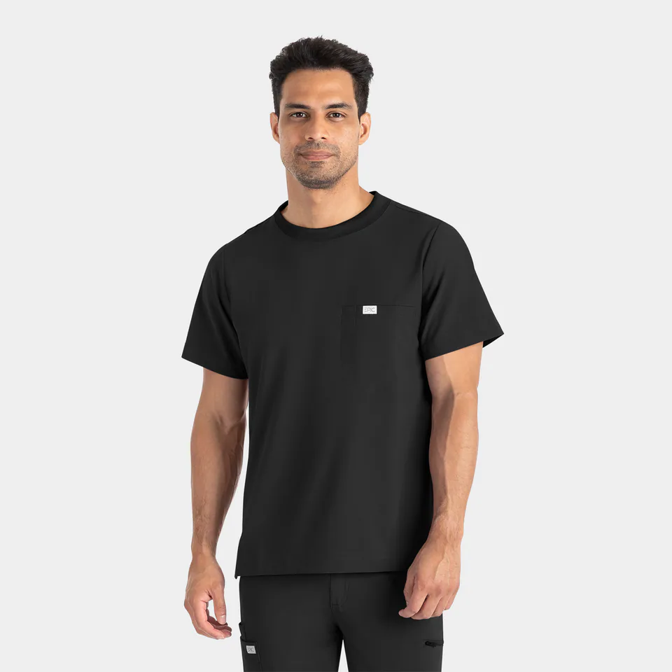 Men's Crew Neck Tuckable Top in Black