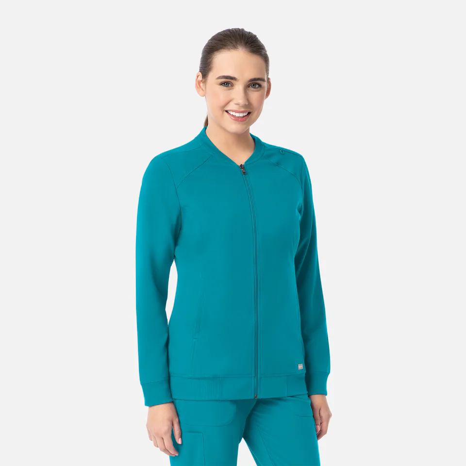 Womens Full Zip Bomber Jacket in Teal