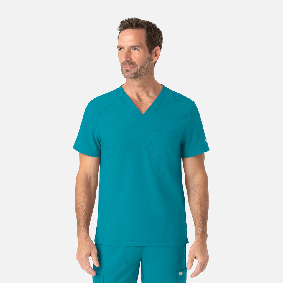 Men's Tuckable Basic V-Neck Top in Teal
