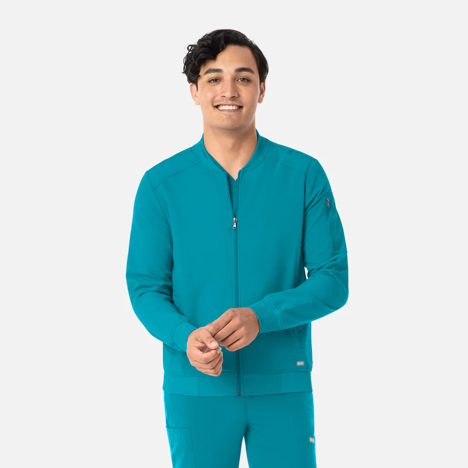 Mens Full Zip Bomber Jacket in Teal