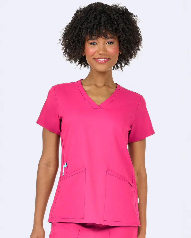 Focus V-Neck Top in Azalea