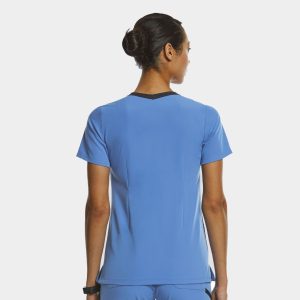 Alternative view of Women's Sporty Contrast Double V-Neck Top  | 3802